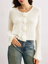 Elegant Cardigan with Floral Embellishments image 2