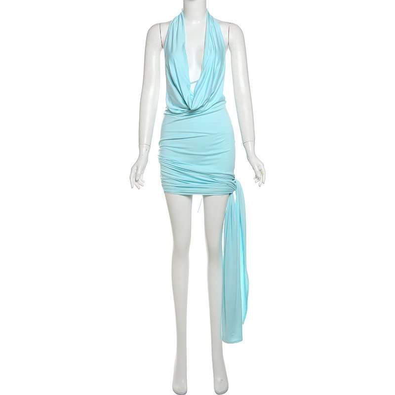 Halter Neck Drape Mini Dress image 3