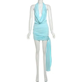 Halter Neck Drape Mini Dress image 3