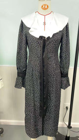 Black Polka Dot Dress with Ruffled Collar image 3