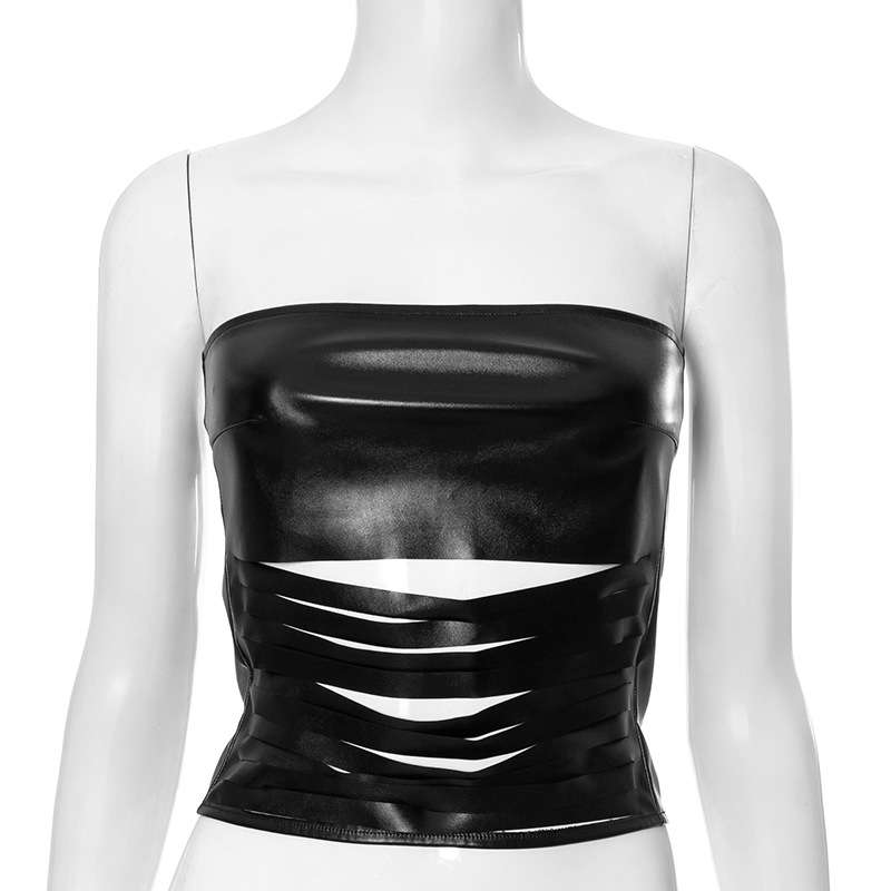 Faux Leather Strapless Cut-Out Top image 1