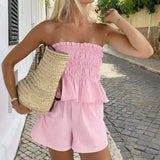Smocked Strapless Ruffled Dress image 5