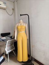 Two-Piece Strapless Crop Top & Wide-Leg Pants image 6