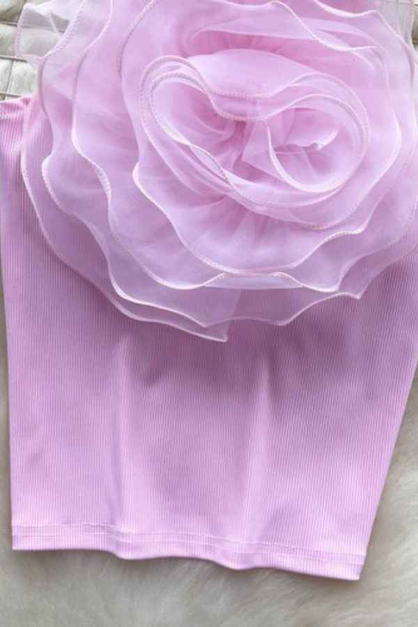 Flower Detail High Neck Sleeveless Fashion Top image 4
