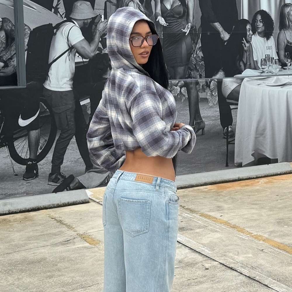 Hooded Jacket Drawstring Long Sleeve Zip Up Crop Top image 1