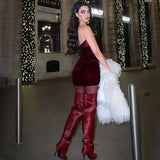 Elegant Wine Red Mini Dress image 2