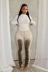 High Waist Gradient Ruched Trousers image 1