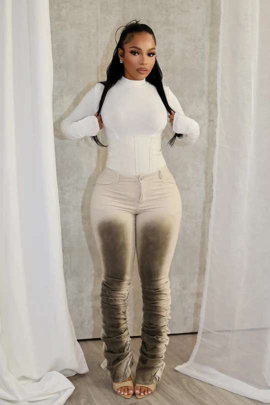 High Waist Gradient Ruched Trousers image 1