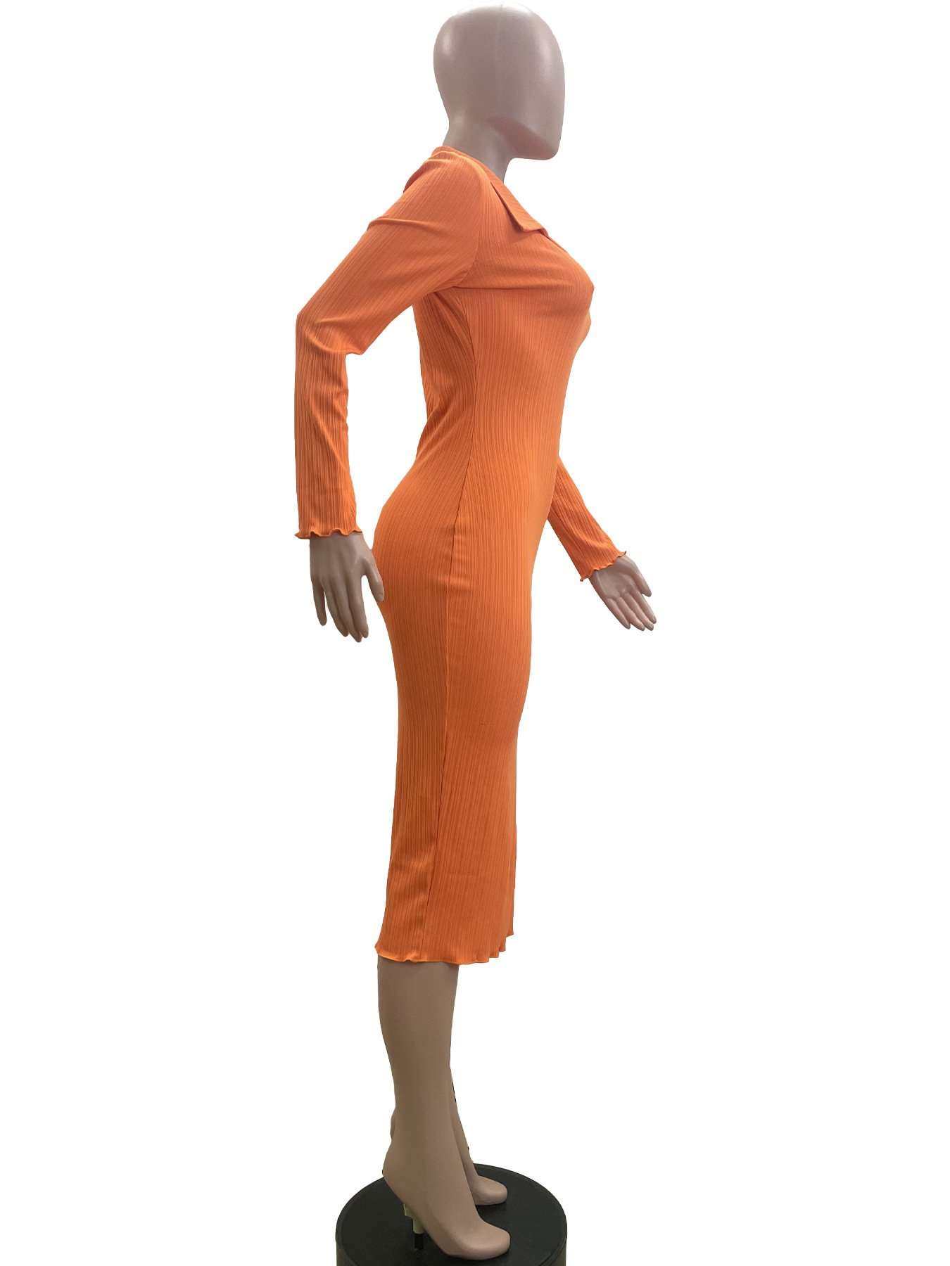 Collard Ribbed Midi Knit Pullover Sweater Dress image 4