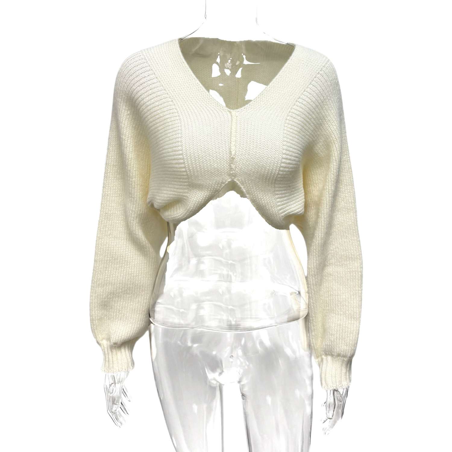 Cropped Sweater with Puff Sleeves image 4