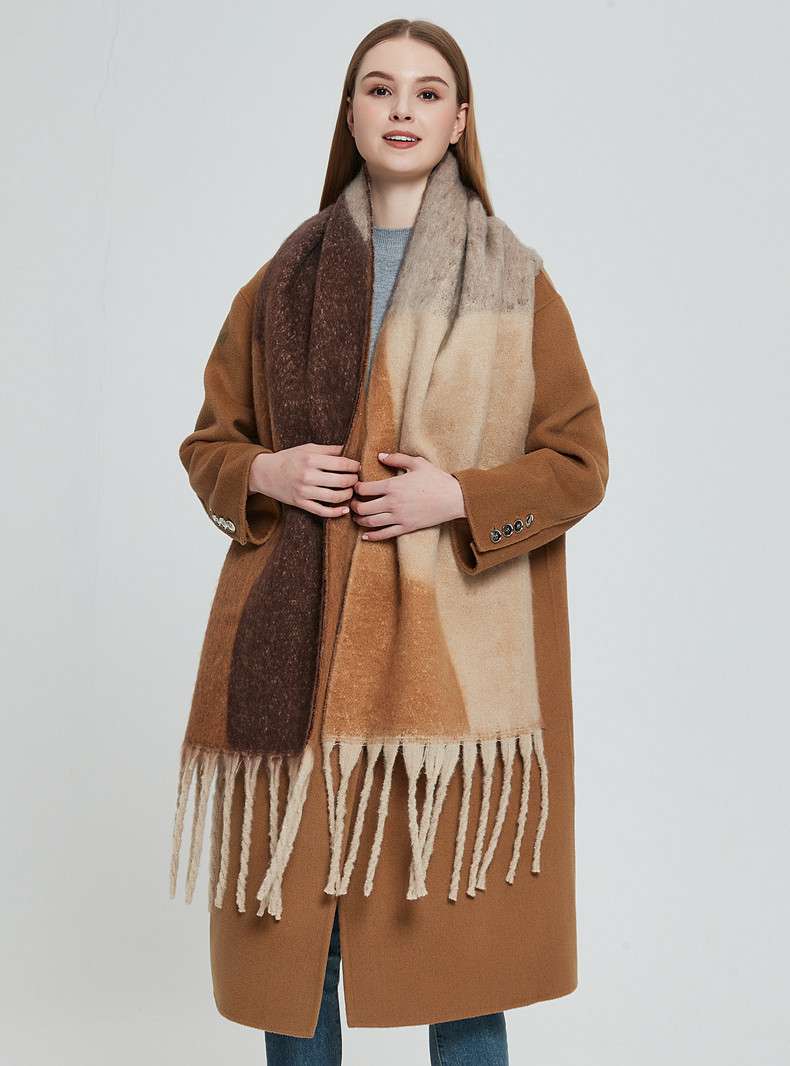 Thick Shawl Autumn Winter Warm Tassel Geometric Scarf image 0