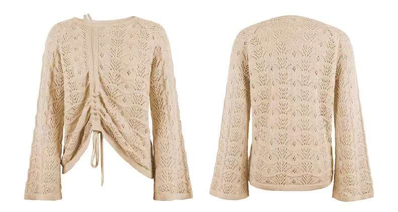 Casual Knitted Long Sleeve Hollow Out Sweater image 5