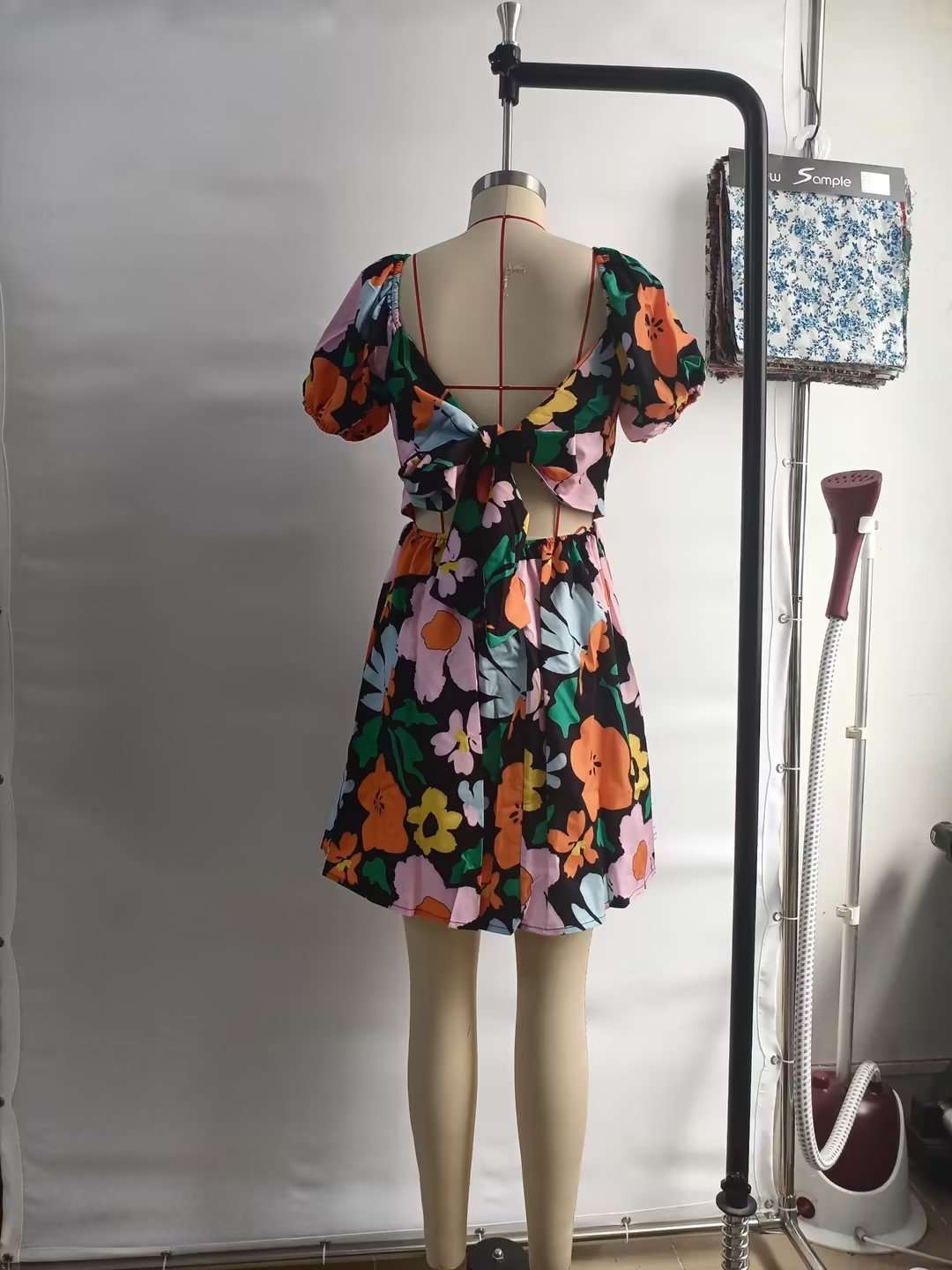 Floral Square Neck Dress with Puffed Sleeves image 4
