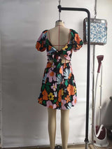 Floral Square Neck Dress with Puffed Sleeves image 4
