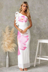 Chic One-Shoulder Floral Maxi Dress image 0