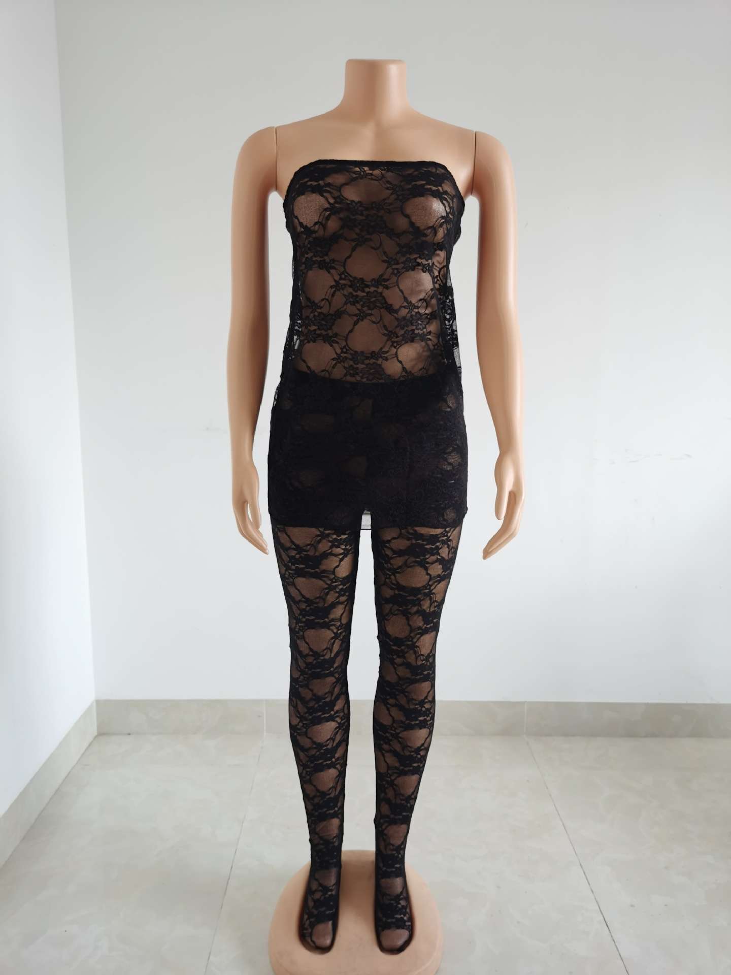 Lace Strapless Top with Leggings image 3