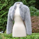 Luxurious Faux Fur Jacket - S, Grey image