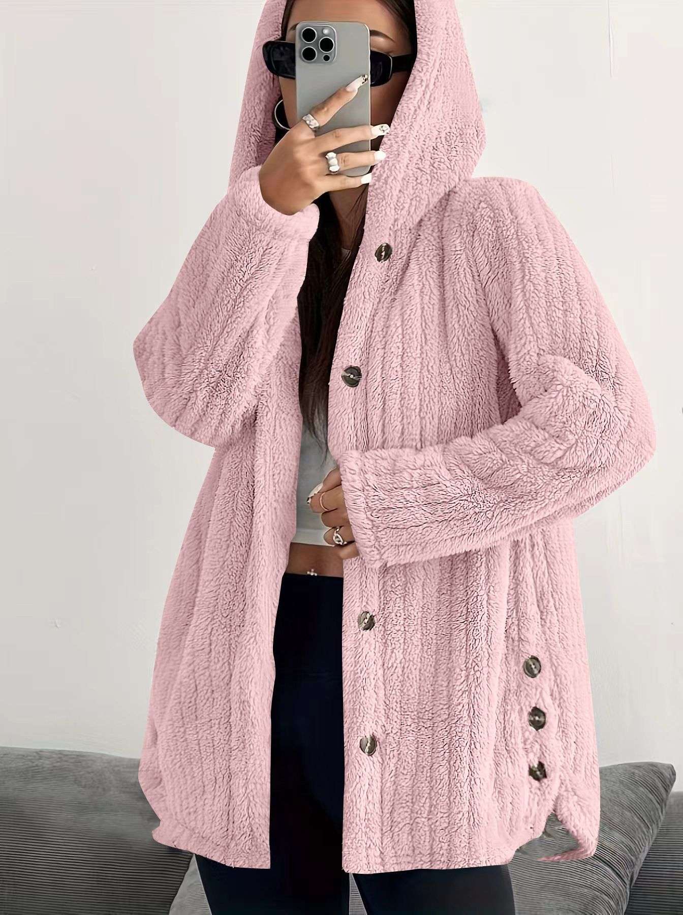 Cozy Faux Fur Hooded Coat image 1