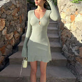 Ribbed Knit Dress with Keyhole image 2