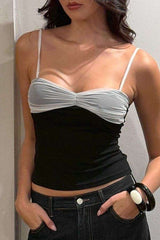 Color Block Spaghetti Strap Top - M, Black image