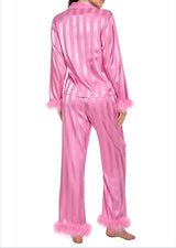 Faux-Fur Trimmed Pajama Set image 2