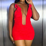 Deep V-Neck Bodycon Mini Dress image 1