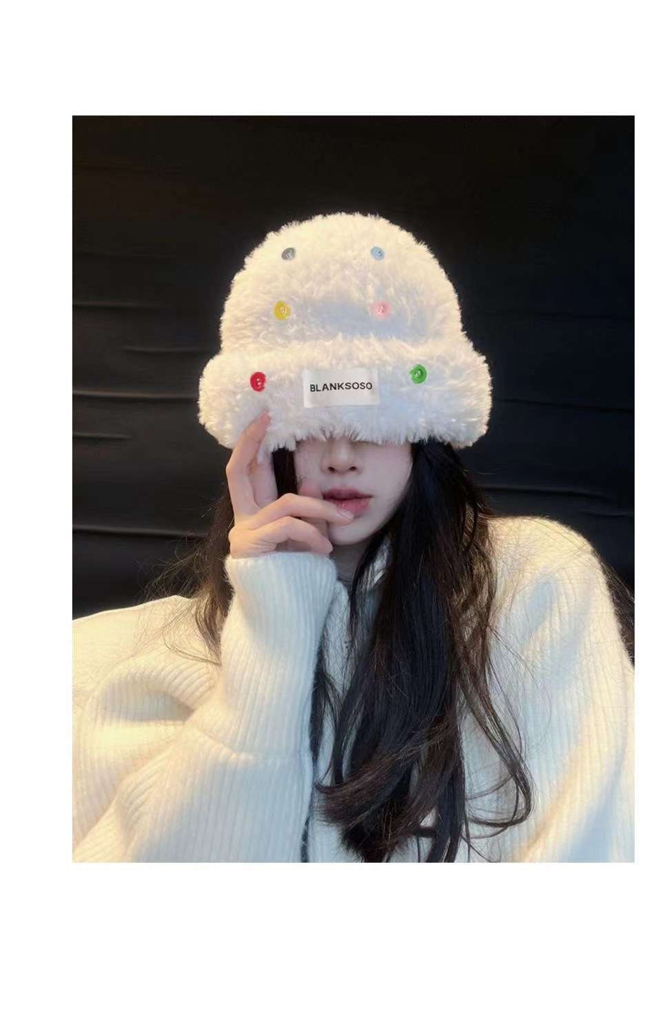 Women's soft hat, with warm ear button image 4