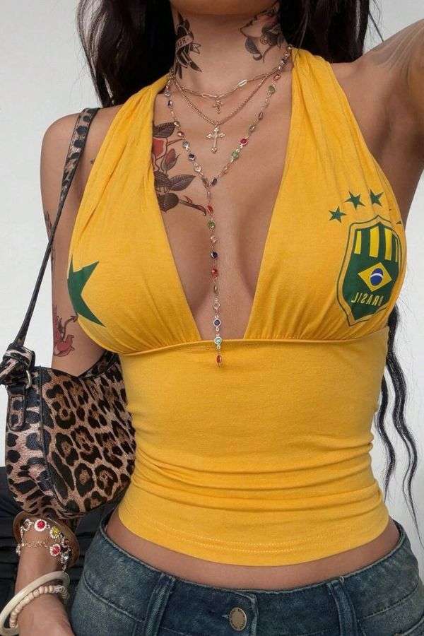 Brazil National Football Team Sleeveless Top - S, Autumnal Yellow image