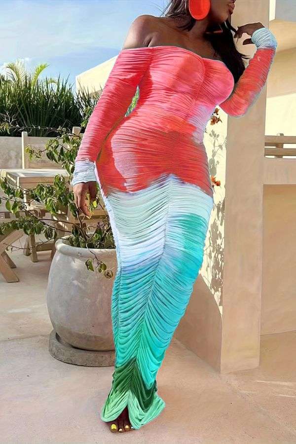 Off Shoulder Ruched Bodycon Maxi Dress image 0