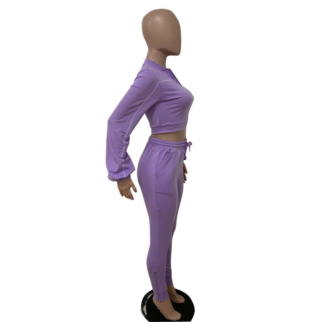 Stylish Zipper Crop Top & Jogger Set image 4