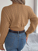 V-Neck Crop Sweater Knitwear Pullover Sweatshirt image 5