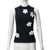 3D Floral Decor Round Neck Top image 2