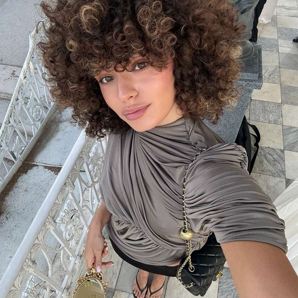 Elegant Grey Draped Top image 1