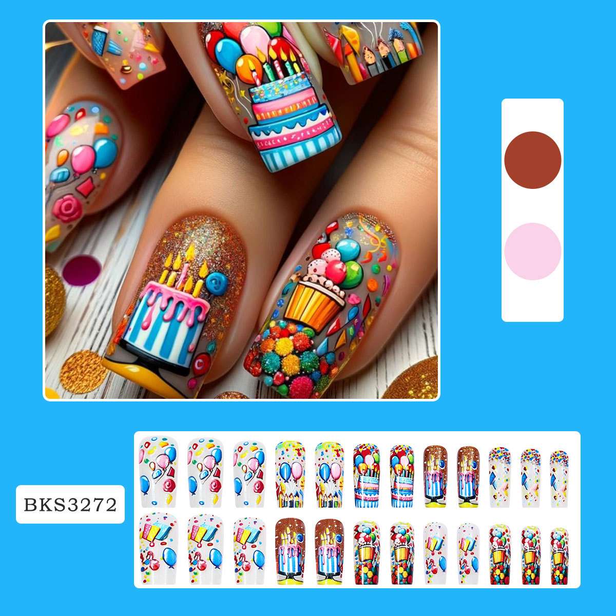 Colorful Birthday Celebration Nail Art Set image 1