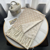 Contrast Monogram print Stole - Free Size, Alesan Beige image