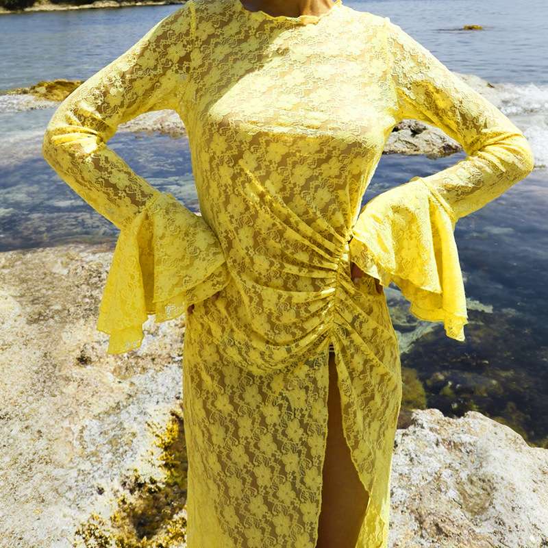 Long-Sleeve Maxi Dress with Flared Sleeves image 2