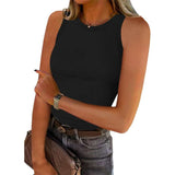 Ribbed Sleeveless Top - S, Black image