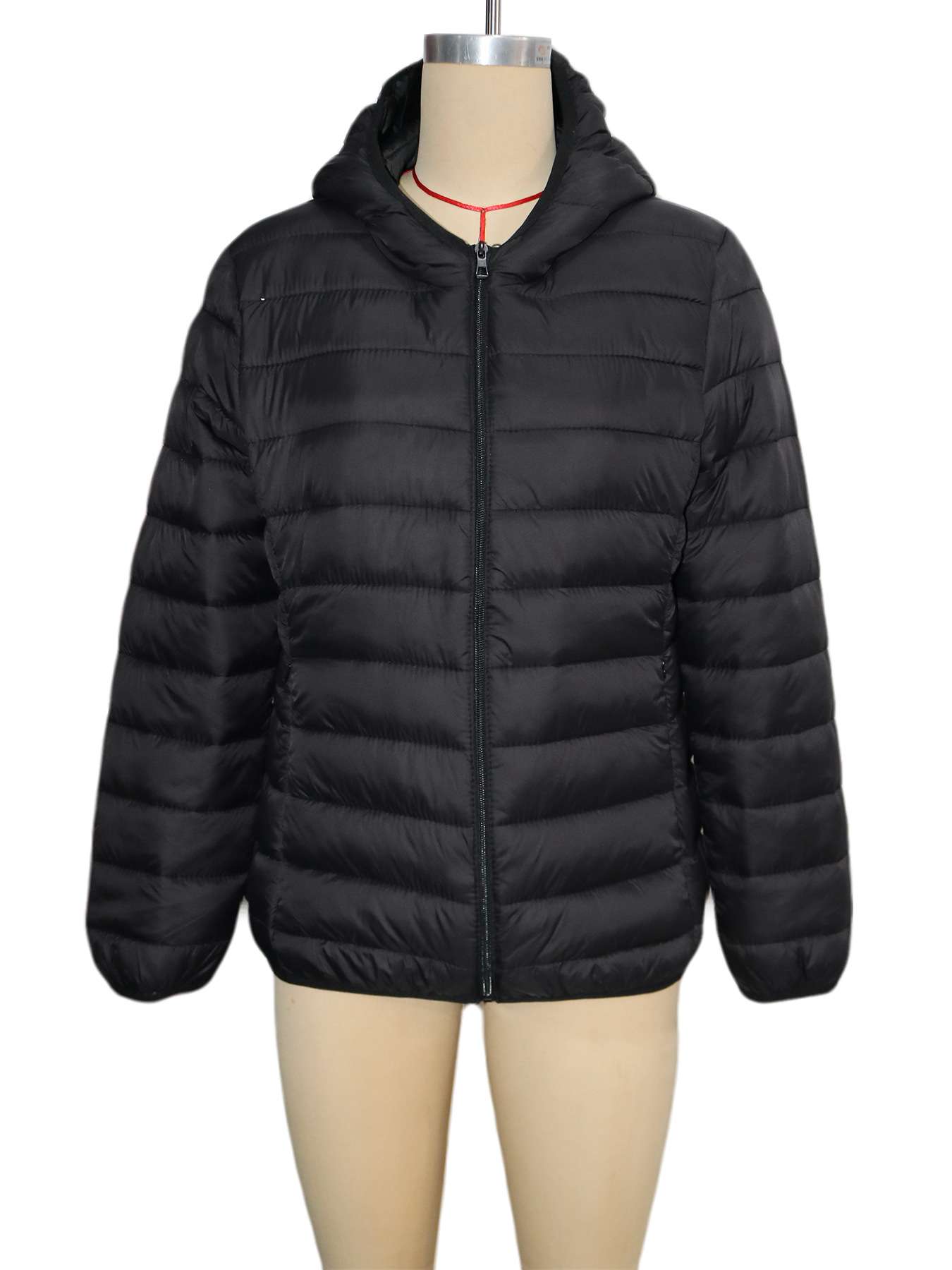 Black Puffer Hooded Jacket image 2
