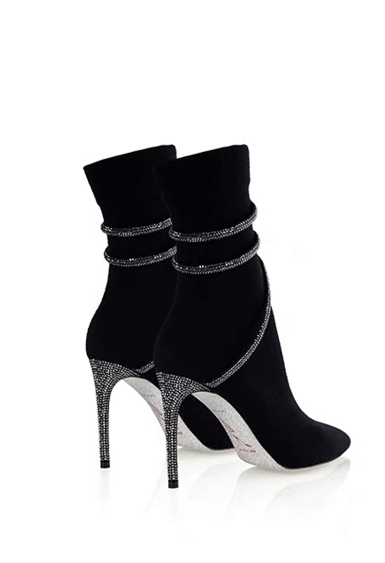 Black Ankle Boot studded rhinestones image 4