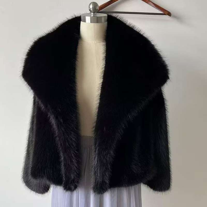 Faux Fur Coat with Oversized Collar image 7