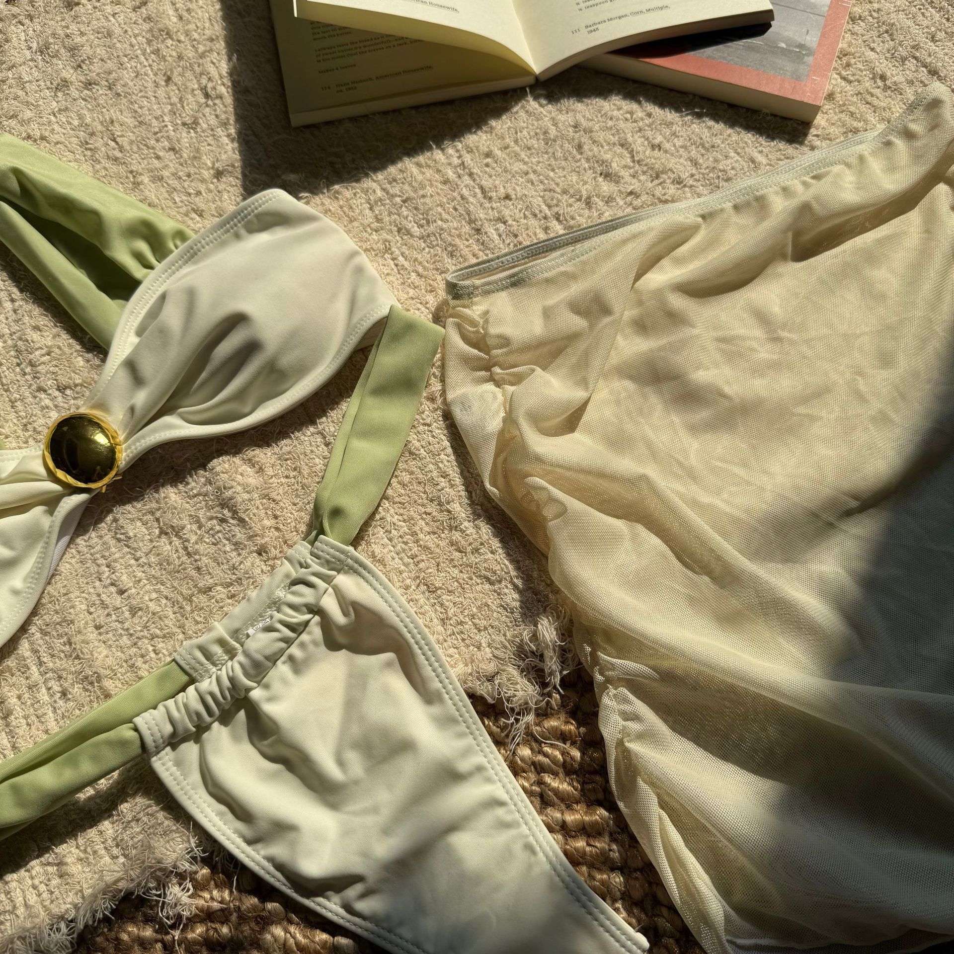 Elegant Two-Tone Bikini with Sheer Sarong image 4