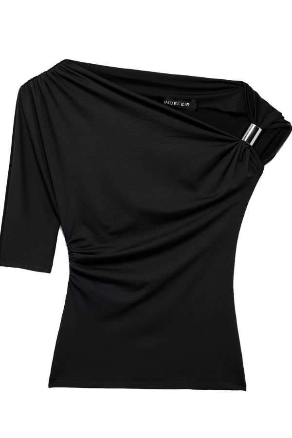 Asymmetrical One-Shoulder Ruched Top image 0