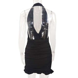 Deep V-Neck Backless Halter Mini Dress image 6