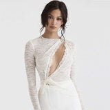 Long-Sleeve Wrap Top with Asymmetrical Design image 2