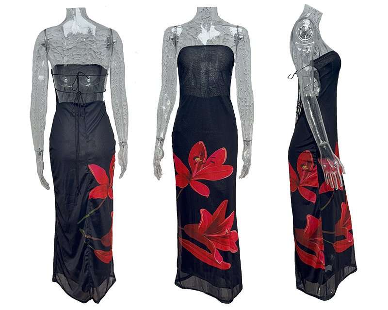 Midnight Bloom Strapless Maxi Dress image 4