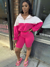 Colorblock Cozy Active Set - S, Rose Red image