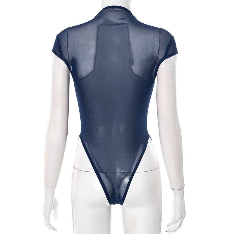 Sheer Mesh Bodysuit with Front Button Closure image 5