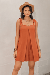 Layered Front Playsuit With Tie Straps In Orange image 2