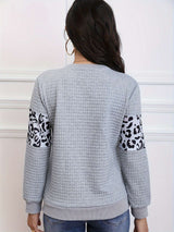 Color Block Leopard Print Sweatshirt image 2
