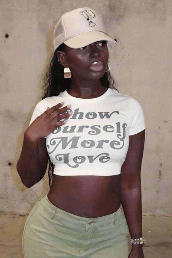 Love Yourself Crop Tee - S, White image